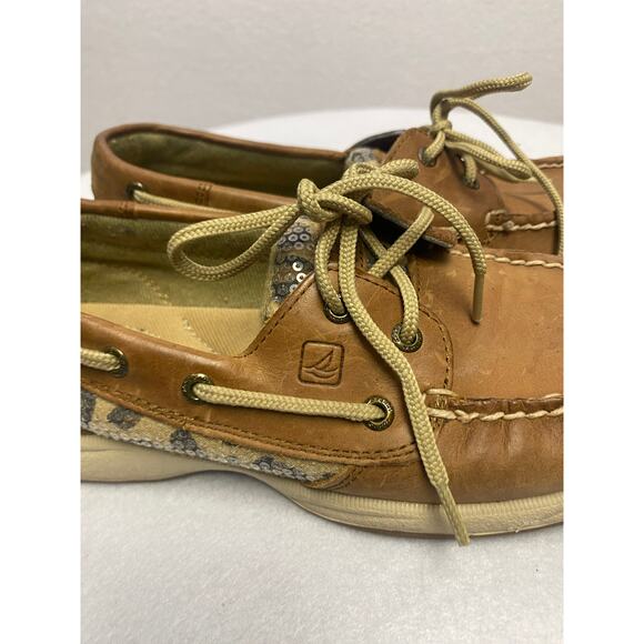 Sperry Top Sider Angelfish Leopard Print Sequin Boat Shoes Women's Size 7.5 - Picture 10 of 10